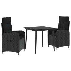 Ensemble de Tables Basses avec coussin avec oreiller 3 pcs Noir 643384643384