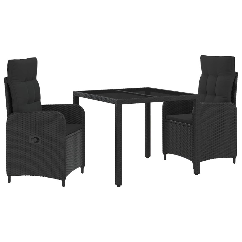 Ensemble de repas extérieur 3 pcs Noir 90 x 90 x 75 cm 643385643385