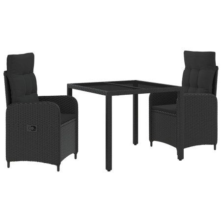 Ensemble de repas extérieur 3 pcs Noir 90 x 90 x 75 cm 643385643385