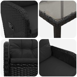 Ensemble de repas extérieur 3 pcs Noir 90 x 90 x 75 cm 643385643385