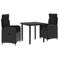 Ensemble de Tables Basses avec coussin avec oreiller 3 pcs Noir 643386643386