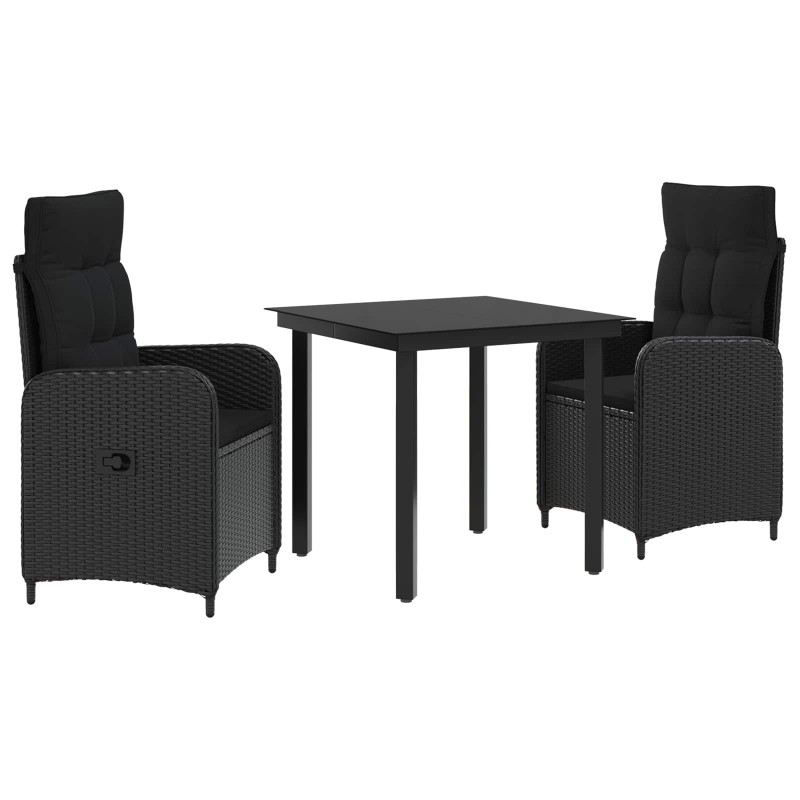 Ensemble de Tables Basses avec coussin avec oreiller 3 pcs Noir 643386643386