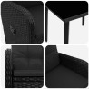 Ensemble de Tables Basses avec coussin avec oreiller 3 pcs Noir 643386643386