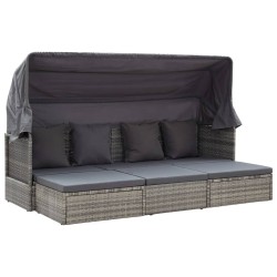 Lit de jardin et toit Gris mélangé Résine tressée 643388643388