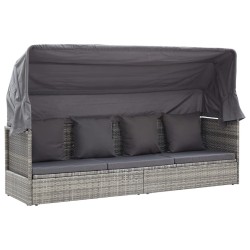 Lit de jardin et toit Gris mélangé Résine tressée 643388643388
