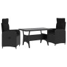 Ensemble de repas extérieur 3 pcs Noir polyrotin 643389643389