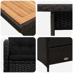 Ensemble de repas extérieur 3 pcs Noir 643390643390