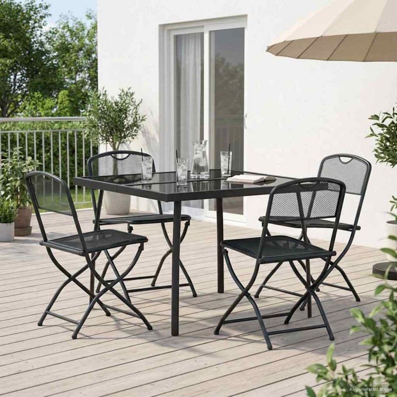 Ensemble de meubles d'extérieur 5 pcs Anthracite Fer et Acier 643395643395
