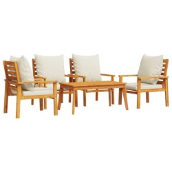 Salon de jardin avec coussins 5 pcs Bois d'acacia solide 643400643400