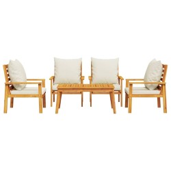 Salon de jardin avec coussins 5 pcs Bois d'acacia solide 643400643400