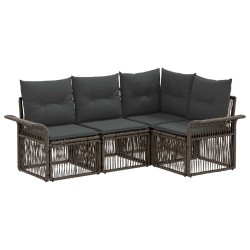 Ensemble de canapé de jardin 4 pcs Gris polyrotin 643401643401