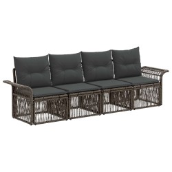 Ensemble de canapé de jardin 4 pcs Gris polyrotin 643402643402