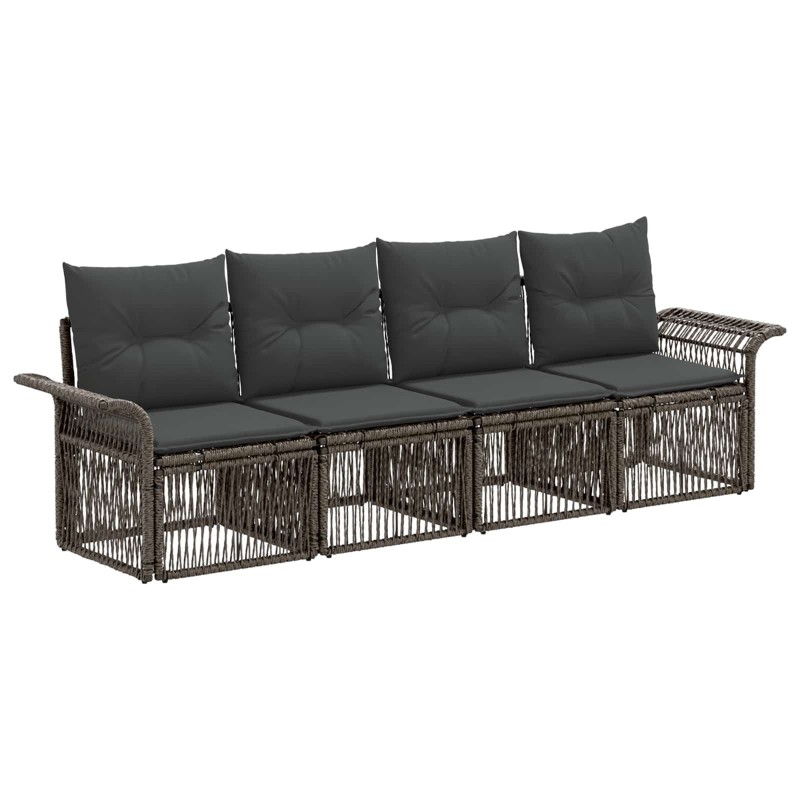 Ensemble de canapé de jardin 4 pcs Gris polyrotin 643402643402