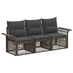 Ensemble de canapé de jardin 3 pcs Gris polyrotin 643403643403