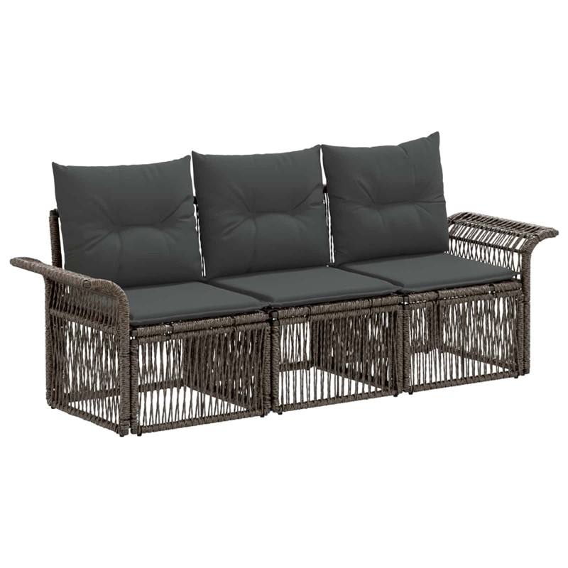 Ensemble de canapé de jardin 3 pcs Gris polyrotin 643403643403