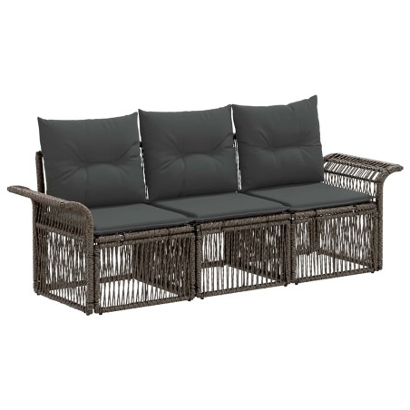 Ensemble de canapé de jardin 3 pcs Gris polyrotin 643403643403