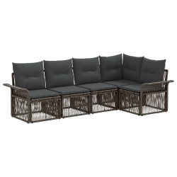 Ensemble de canapé de jardin 5 pcs Gris polyrotin 643409643409