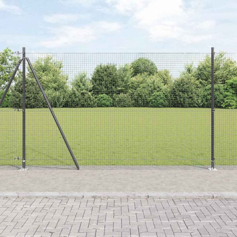 Clôture en fil soudé avec base en béton 10 x 1,5 m Gris Maille 643414643414