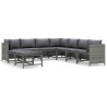 Salon de jardin 9 pcs avec coussins Résine tressée Gris 643423643423