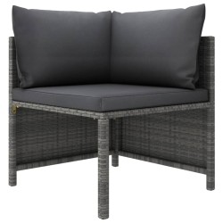Salon de jardin 9 pcs avec coussins Résine tressée Gris 643423643423