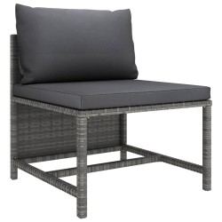 Salon de jardin 9 pcs avec coussins Résine tressée Gris 643423643423
