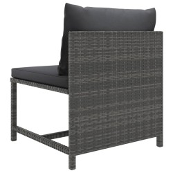 Salon de jardin 9 pcs avec coussins Résine tressée Gris 643423643423