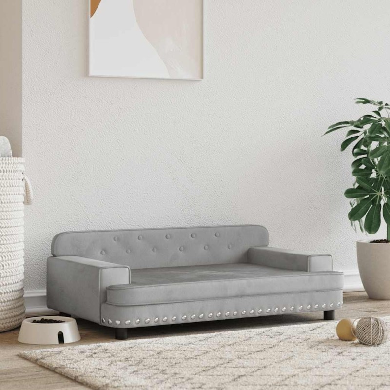 Lit pour chien gris clair 90x53x30 cm velours 643424643424