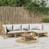 Salon de jardin 6 pcs avec coussins gris clair bambou 643427643427