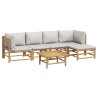 Salon de jardin 6 pcs avec coussins gris clair bambou 643427643427