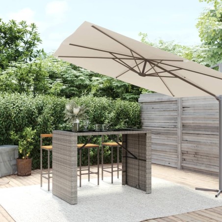 Table de bar et dessus en verre gris 145x80x110 cm poly rotin 643430643430