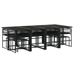 Ensemble à manger de jardin 13 pcs coussins noir résine tressée 643438643438