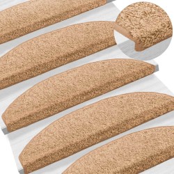 Tapis d'escalier auto-adhésifs 15 pcs Beige 80 x 24,5 x 3,5 cm 643441643441