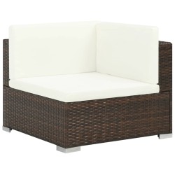 Salon de jardin 7 pcs avec coussins Résine tressée Marron 643447643447
