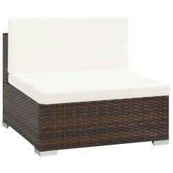 Salon de jardin 7 pcs avec coussins Résine tressée Marron 643447643447
