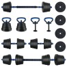 Set d'haltères 4-en-1 40kg Noir et Bleu Ciment et sable de fer 643462643462