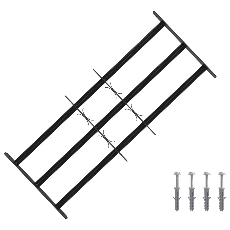 Grille de sécurité pour fenêtres avec 3 barres transversales 643465643465