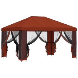 Gazebo avec murs latéraux 4 × 3 m Terre cuite 643470643470