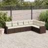 Salon de jardin avec coussins 7 pcs marron résine tressée 643473643473
