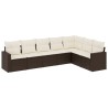 Salon de jardin avec coussins 7 pcs marron résine tressée 643473643473