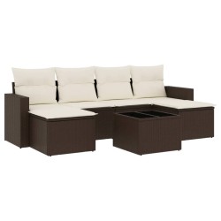 Salon de jardin avec coussins 7 pcs marron résine tressée 643474643474