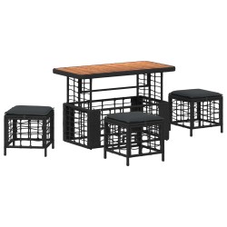 Ensemble de salle à manger pour jardin 4 pcs Noir et gris 643478643478