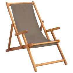 Chaise de plage Taupe Bois de teck massif 643480643480