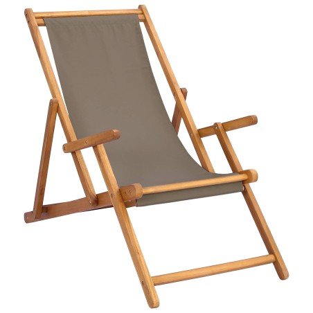 Chaise de plage Taupe Bois de teck massif 643480643480