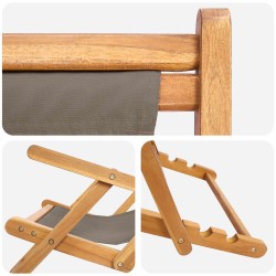 Chaise de plage Taupe Bois de teck massif 643480643480