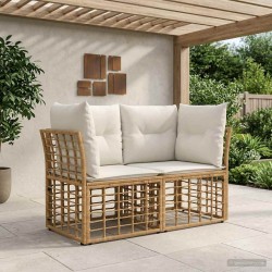 Loveseat d'extérieur 2 pcs Blanc Naturel et Crème polyrotin 643491643491