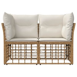 Loveseat d'extérieur 2 pcs Blanc Naturel et Crème polyrotin 643491643491