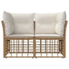 Loveseat d'extérieur 2 pcs Blanc Naturel et Crème polyrotin 643491643491