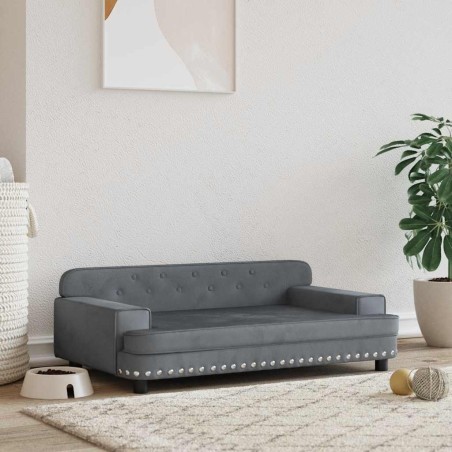 Lit pour chien gris foncé 90x53x30 cm velours 643500643500