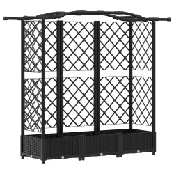 Lit Élevé avec Treillis et Toit Noir 163 x 40 x 123 cm PP 643502643502