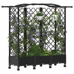 Lit Élevé avec Treillis et Toit Noir 163 x 40 x 129 cm PP 643503643503
